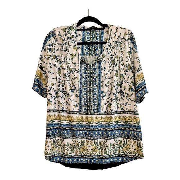Link Floral Blue and Cream Blouse - Picture 1 of 4